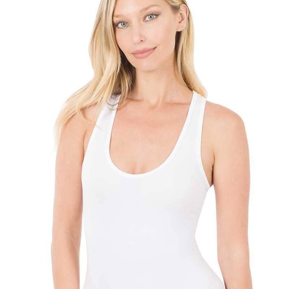 Tops - ***New Never Worn***Seamless Racerback Tank Bodysuit--White
